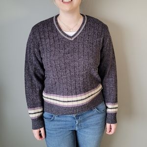 Vintage 90s purple v neck ribbed sweater